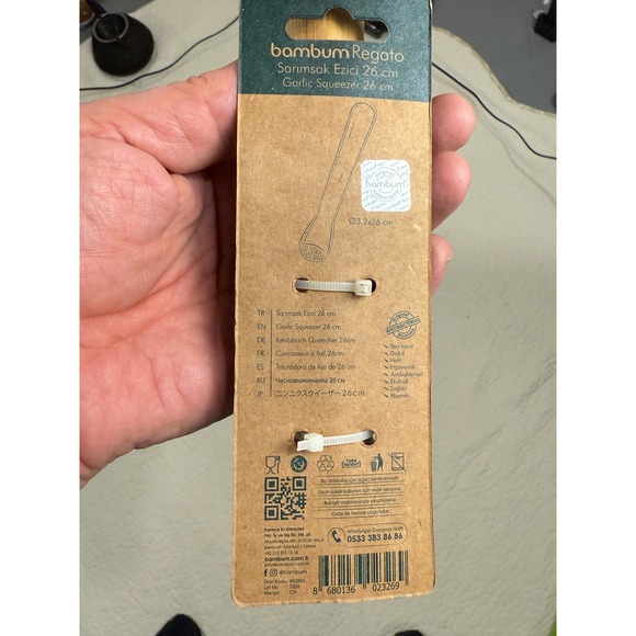 Bambum Regato Bamboo Garlic Squeezer Muddler  Antibacterial Wood Kitchen Tool - Picture 6 of 6